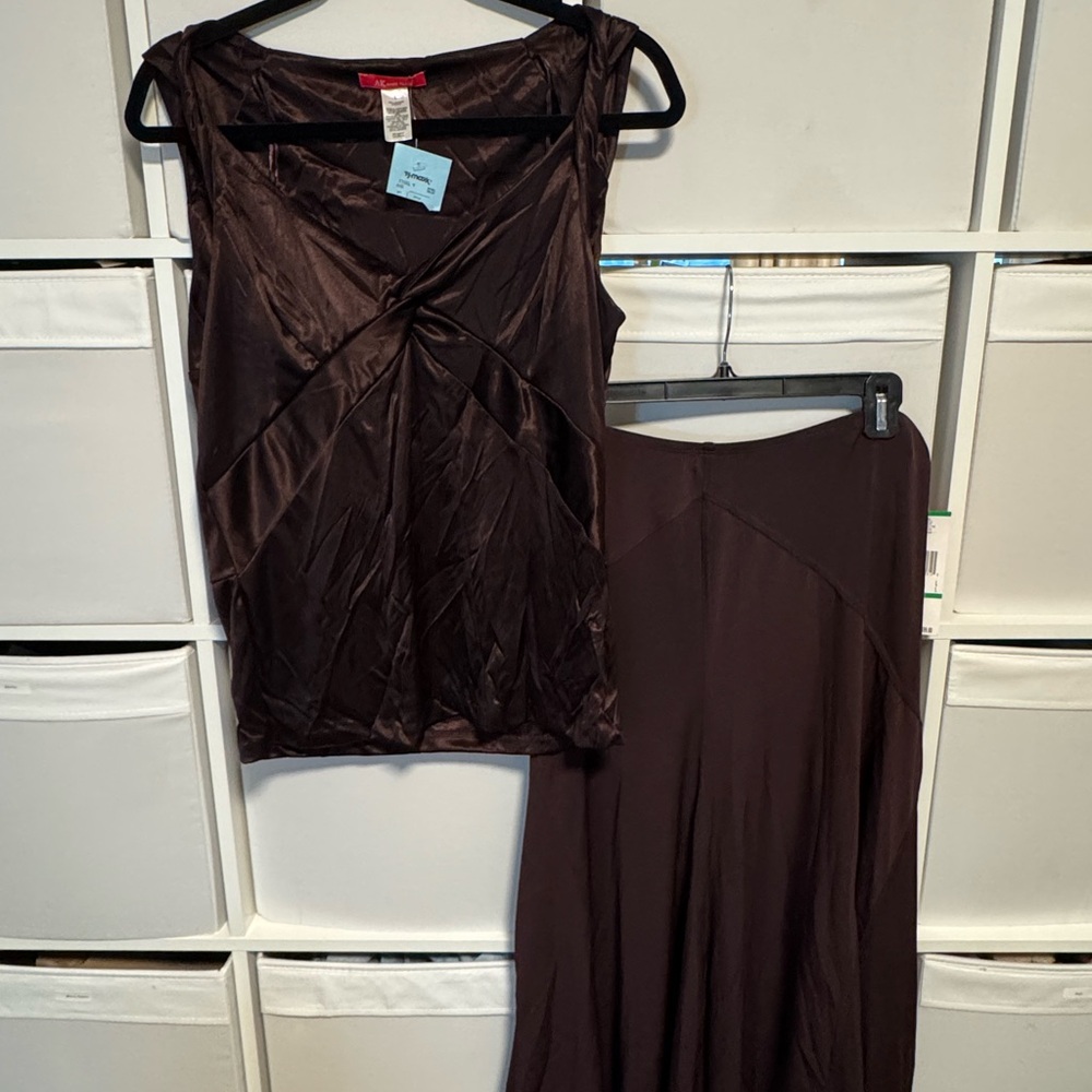 Anne Klein Elegant Brown Women’s Skirt and Shirt NWT